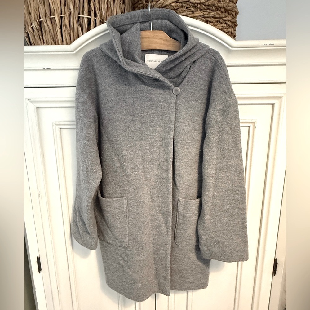 Babaton Gray Wool Buttoned Fabric Jacket